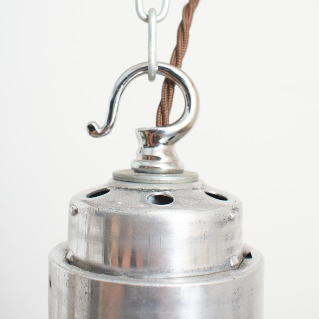 Glass Antique Glass Pendant Light from Holophane, 1950s For Sale - Image 7 of 11