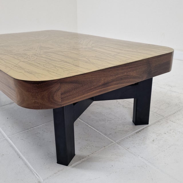Etched Brass Coffee Table from Felix De Boussy, Belgium, 1976 For Sale - Image 14 of 17