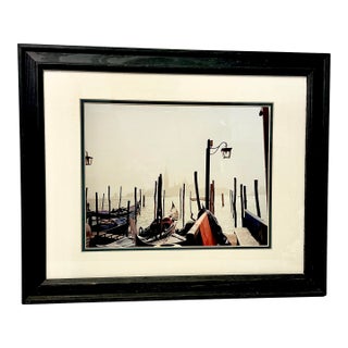 1980s Vintage Italian Coastal Venus Gondolas at Dock Framed Photography For Sale