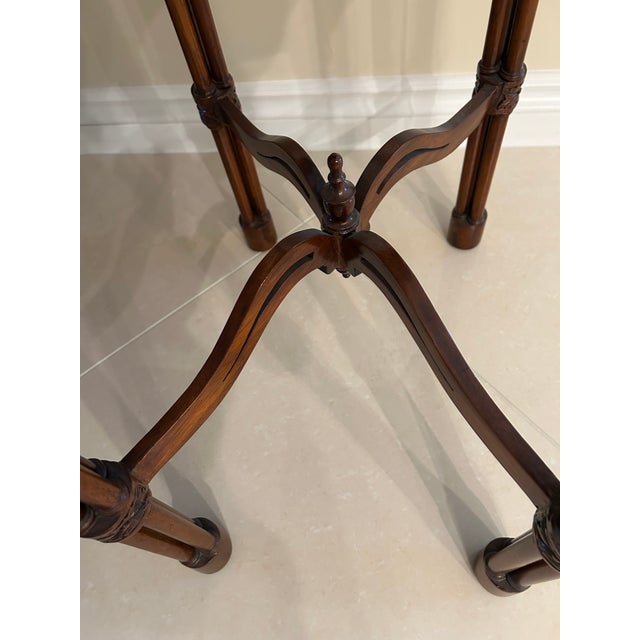 2010s Mainland-Smith Wood and Leather Top Side Table For Sale - Image 5 of 7