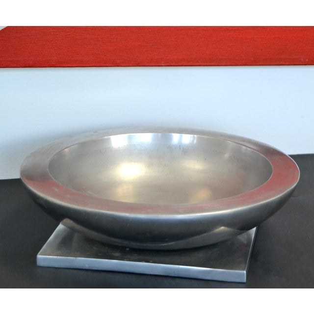 Mid-Century Modern 1970s Michael Graves Signed Aluminum Decorative Bowl Centerpiece by Michael Aram For Sale - Image 3 of 12