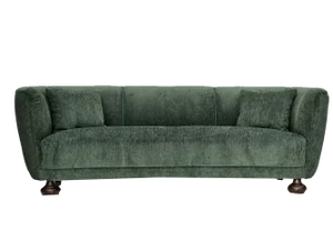 Vintage Danish Velour 3 Seater Banana Sofa, 1960s