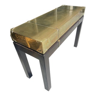 Asian Inspired Vintage Brass Console Table by Sarreid Ltd. For Sale