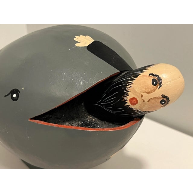 Marie Jeff (1926-2020), Alabama, Hand Painted Gourd, Folk Art Jonah & The Whale, Amazing Detail, Signed