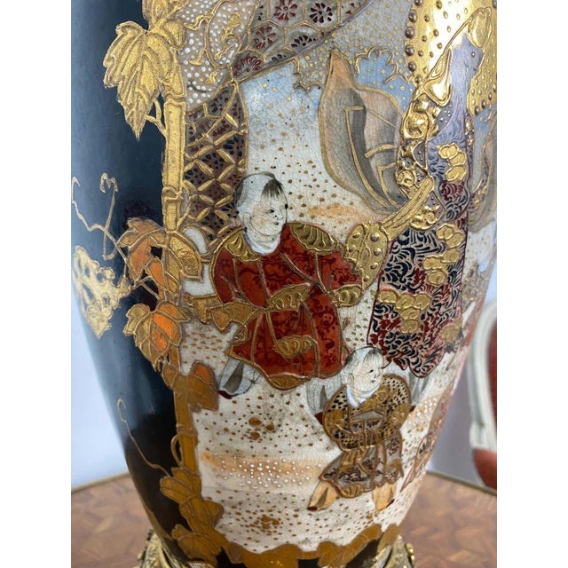 19th Century Japan Satsuma Porcelain Vase and Golden Metal, 1870s For Sale - Image 4 of 18