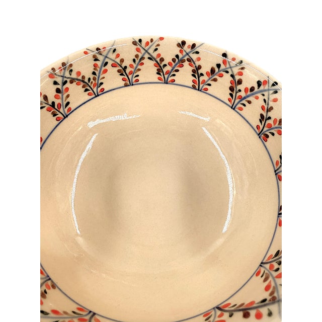 Bat Asian Modern Trang Vietnamese Ceramic Soup Bowls With Hand Painted Leaf Vine Details - Set of 5 For Sale - Image 4 of 9
