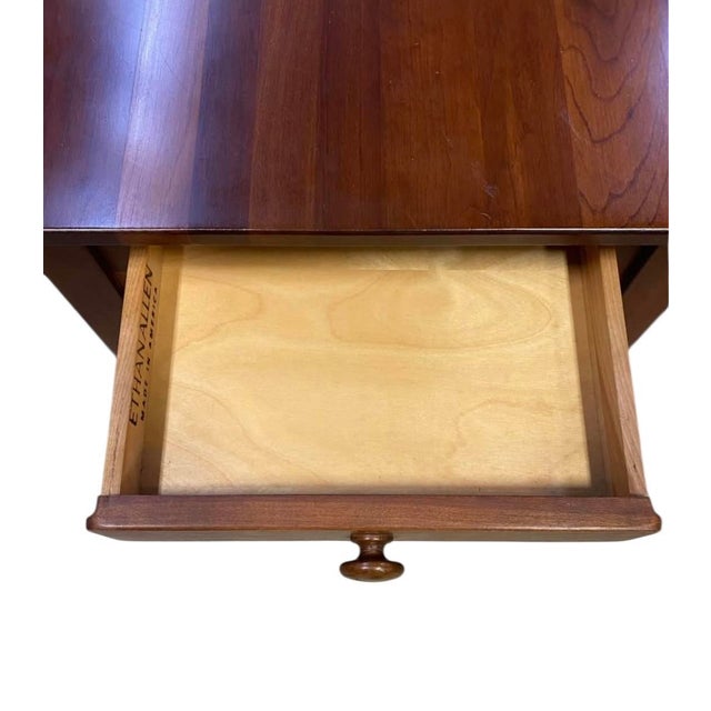 Vintage Ethan Allen Cherry Wood Rectangle Side Table — Handsome Accent With Drawer For Sale In Washington DC - Image 6 of 9