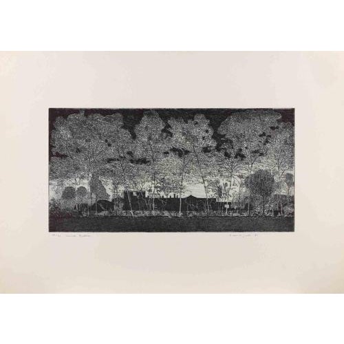 Etching on paper, realized in 1981. Hand signed, dated and numbered in pencil. Edition of 90. Very good condition. This...