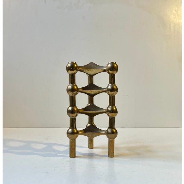 Mid-Century Modern Vintage Modular Candleholders in Brass by Frits Nagel for BMF, 1960s, Set of 4 For Sale - Image 3 of 10