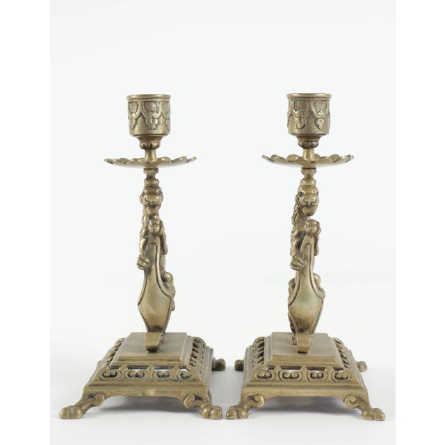 19th Century Napoleon III Candleholders in Bronze, Set of 2 For Sale - Image 5 of 9