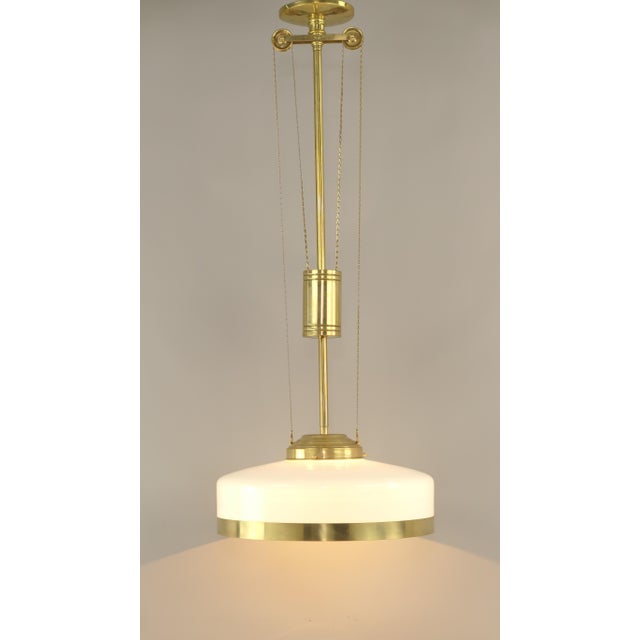 1920s Art Deco Viennese Chandelier with Opal Glass, Austria, 1920s For Sale - Image 5 of 10