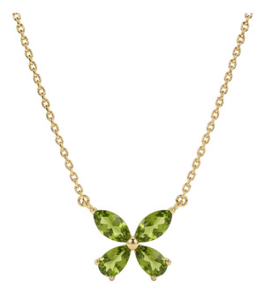 Natural Peridot Flower Cluster Necklace | Dainty Birthstone Floral Necklace