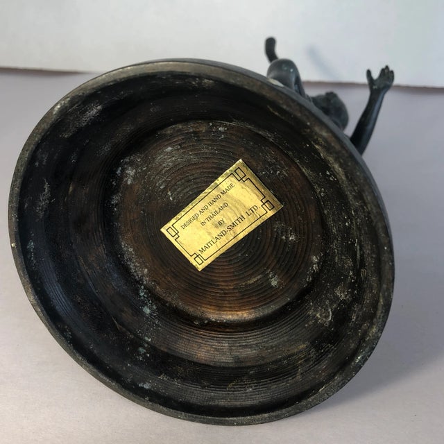 1990s Maitland Smith Bronze Figure Playing Horn For Sale - Image 5 of 7