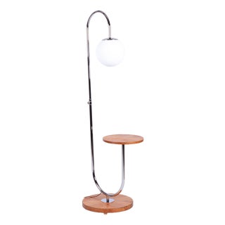 Bauhaus Floor Lamp in Oak by R. Slezák from Slezak Factories, 1920s For Sale
