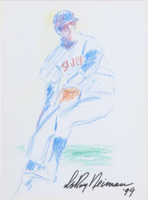 LeRoy Neiman St. Johns Baseball Pitcher, Drawing by LeRoy Neiman 1999
