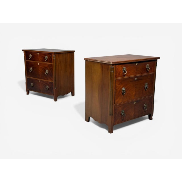 1940s French Empire, Small Commodes, Flame Mahogany, Brass, Usa, 1940s For Sale - Image 5 of 13