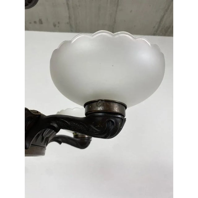 Metal Secession Bronze Chandelier, 1920s For Sale - Image 7 of 12