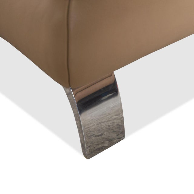 Light Brown Leather Rodrigo Ottoman from Contur For Sale - Image 4 of 8