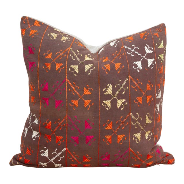 Nomadic Cross, Antique Phulkari Pillow Cover For Sale
