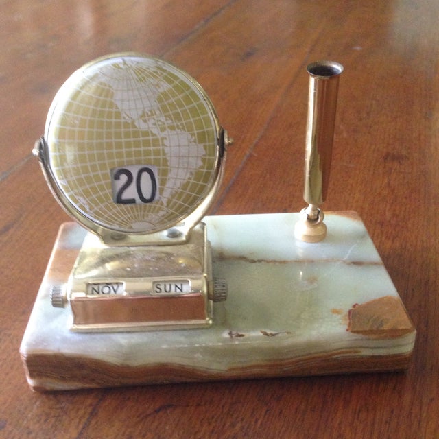 Vintage Marble/Brass Perpetual Desk Calendar Chairish
