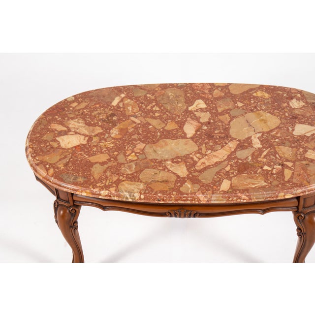 Vintage Louis XV Style Coffee Table with Marble Top For Sale - Image 6 of 16