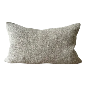 Custom Linen and Wool Lumbar Pillow in Flax With Down Feather Insert