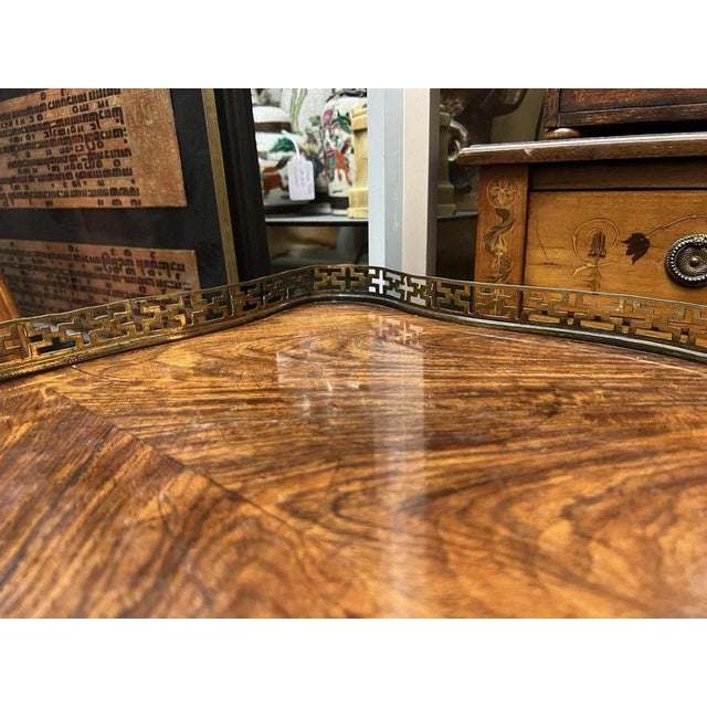 Louis XV French Burl Wood and Marquetry Writing Desk, 1920s For Sale - Image 4 of 14