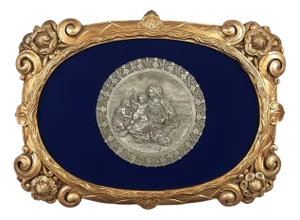 High Relief Painting of Madonna with Child in Pewter, 1960s