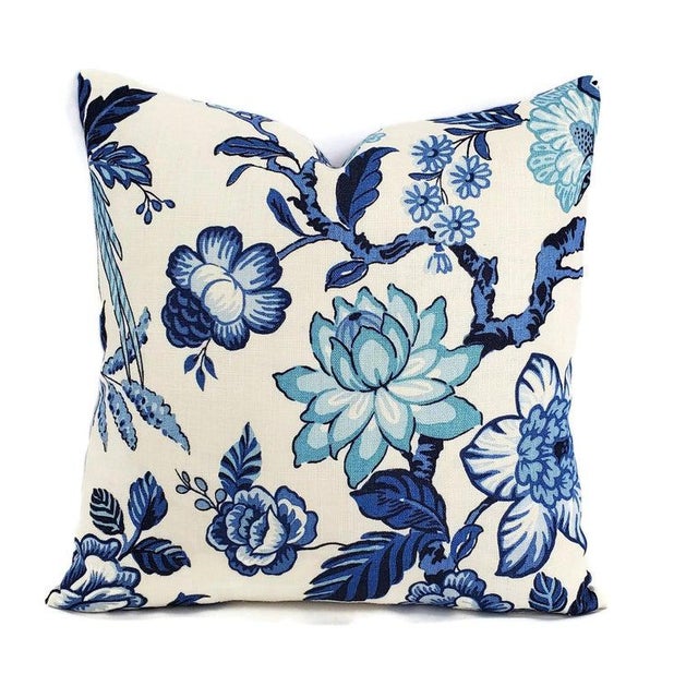 F Schumacher Huntington Gardens In Bleu Marine Pillow Cover 20