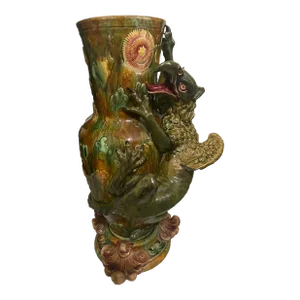 19th Century Majolica Floor Vase Vessel Attributed to George Jones