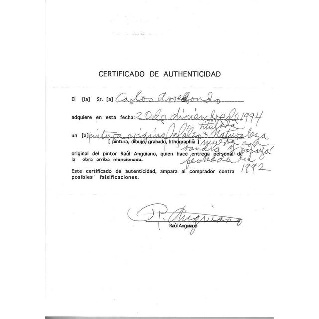 Raul Anguiano, Still Life with Watermelon and Papaya, Oil on Canvas For Sale - Image 4 of 8