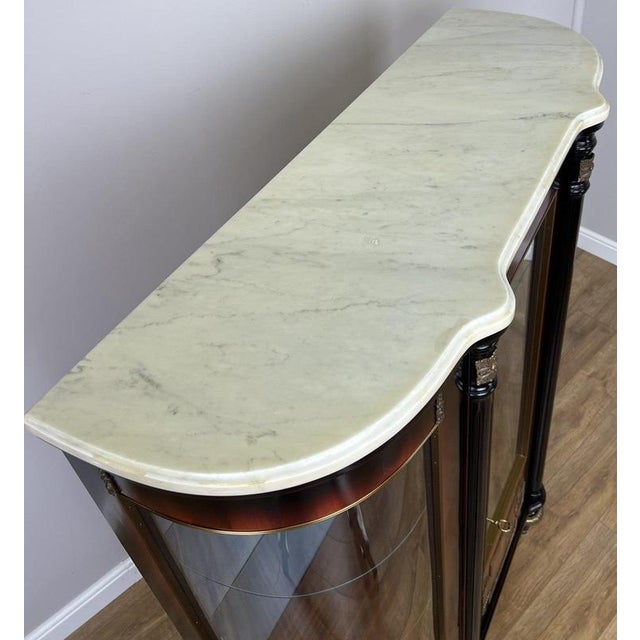 Vintage French Empire Style Display Cabinet with Marble Top For Sale - Image 14 of 18