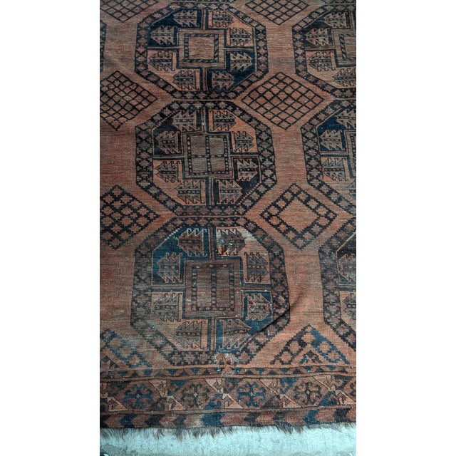 Vintage Hand Knotted Oriental Red & Black Geometric Area Rug Carpet 9' X 11' For Sale - Image 10 of 16