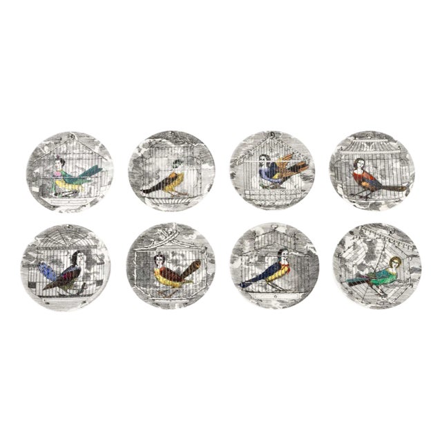 Fornasetti Le Arpie Gentili Porcelain Coasters, 8 For Sale