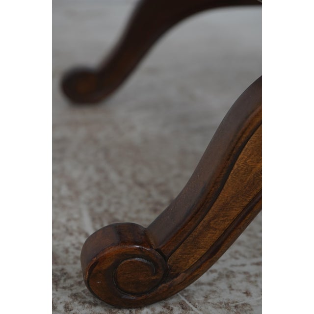 Brown Pair of Regency Walnut Finish X Base Benches Foot Stools For Sale - Image 8 of 12