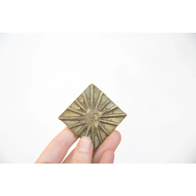 :: Vintage handmade square bronze coin. Circa mid 20th century and possibly older, this piece has such incredible handmade...