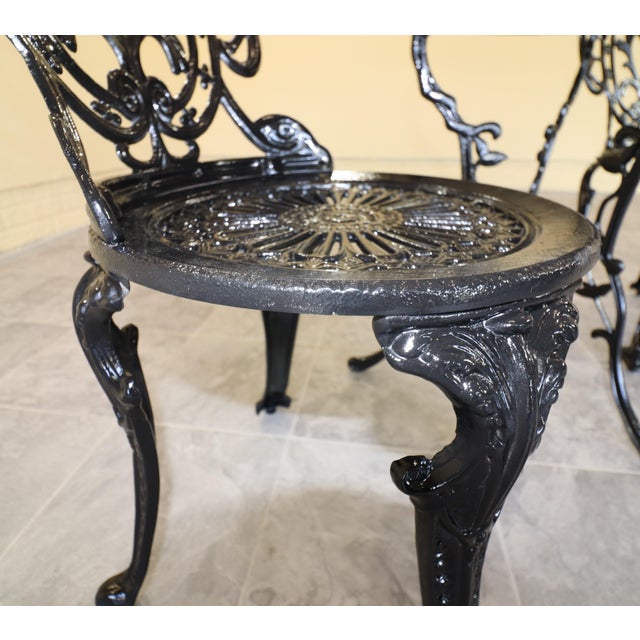 Metal Late 20th Century Victorian Revival Iron and Aluminum Garden Bistro Set, 3 Pieces For Sale - Image 7 of 15