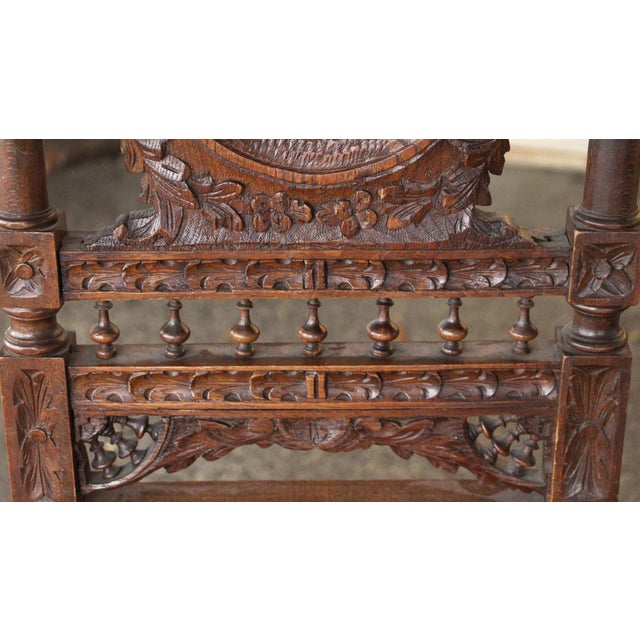 Early 20th Century Set of 6 Antique English Renaissance Carved Wood Chairs For Sale - Image 5 of 16