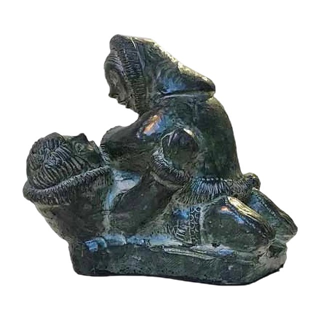 Carved Stone Wrestling Eskimos by A Wolf for The Wolf Sculptures, 1970s For Sale
