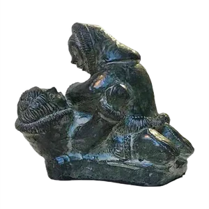 Carved Stone Wrestling Eskimos by A Wolf for The Wolf Sculptures, 1970s