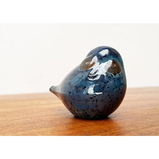 Blue Vintage Art Glass Owl from Arctic Finland, 1970s For Sale - Image 8 of 15