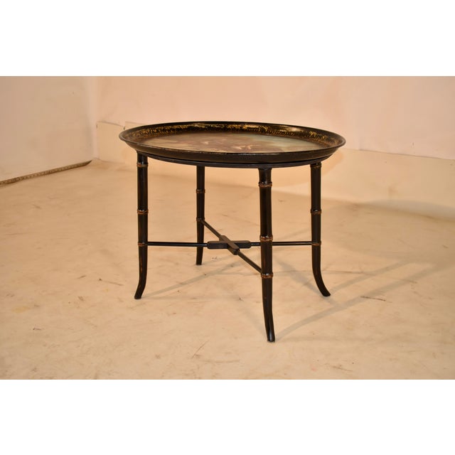 Victorian Late 19th Century Painted Tole Tray on Base For Sale - Image 3 of 9