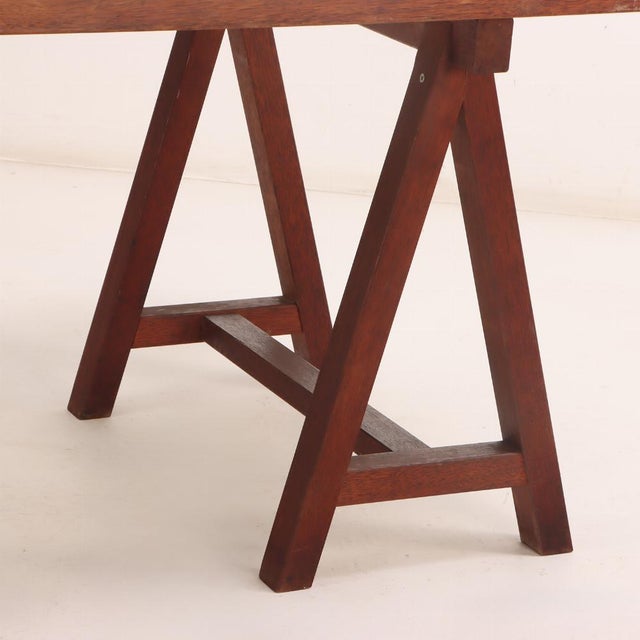 A French Three-Part Solid Mahogany Architect's Style Desk, C. 1970. For Sale - Image 4 of 4