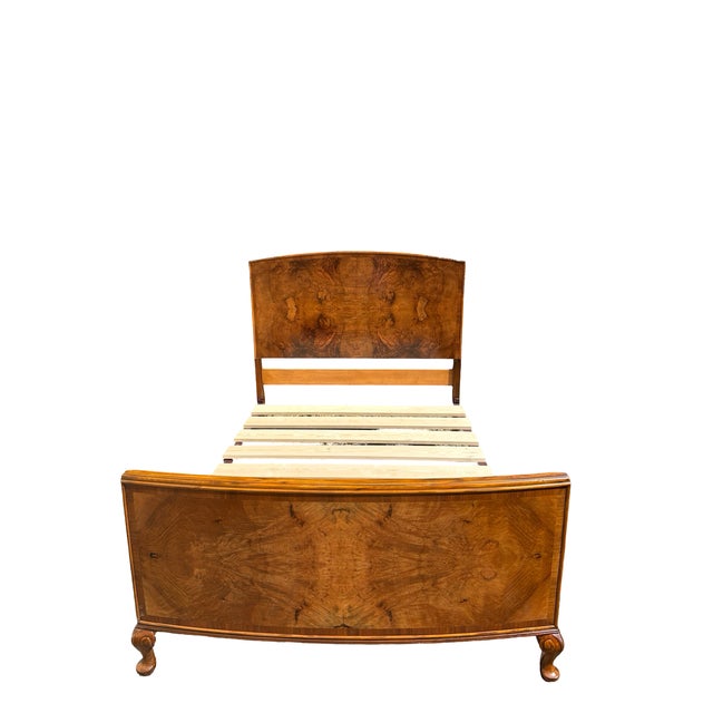 Art Deco Figured Walnut Double Bed, 1920s For Sale - Image 11 of 13