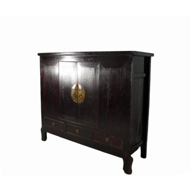 Chinese Dark Brown Chinese Antique Cabinet – 56 Inches Tall For Sale - Image 3 of 12