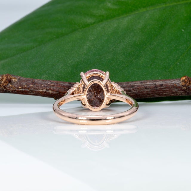 Pink 2.7Ct Cor De Rosa Morganite Ring With Earth-Mined Diamonds: Solid 14k Gold, Size 6.75 For Sale - Image 8 of 9