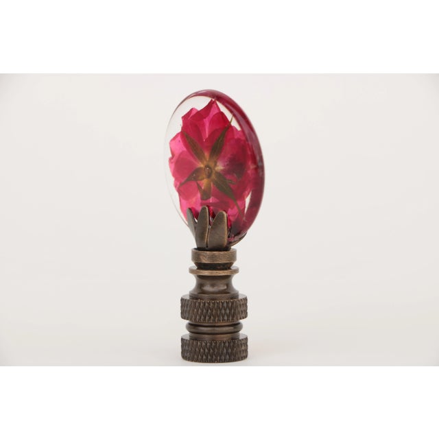Metal Preserved Flower Lamp Finials - a Pair For Sale - Image 7 of 8