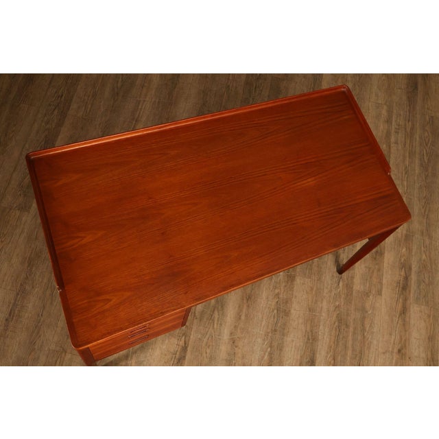 Brown Danish Modern Teak Executive Writing Desk For Sale - Image 8 of 18