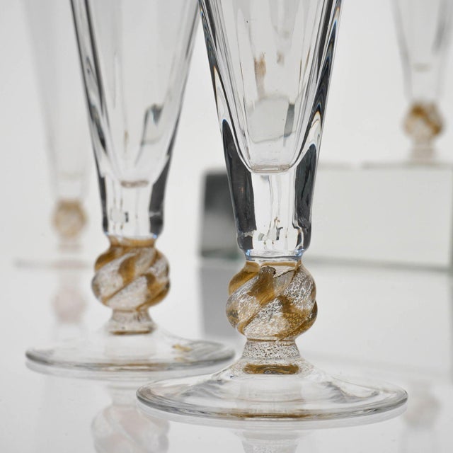 Hexagonal Flutes with Gold Inserts by Cenedese, Set of 5 For Sale - Image 4 of 18