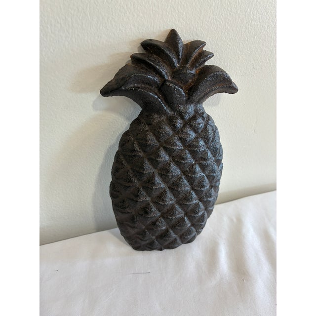Black Vintage Cast Iron Pineapple For Sale - Image 8 of 9